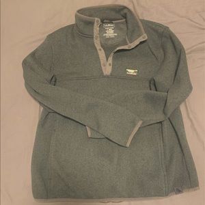 LL Bean Green Snap Pullover, Men’s Large
